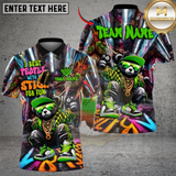 Maxcorners Billiards 8 Ball Bear Graffiti I Beat People With Stick Personalized Name, Team Name Unisex Shirt (4 Colors)