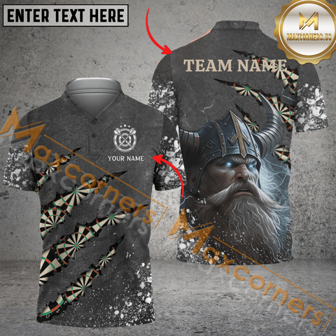 MaxCorners Darts Viking Customized Name, Team Name 3D Polo Shirt