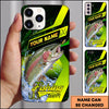 Maxcorners Neon Green Modern Graphic Personalized Name Phone Case (13 Fish Species)