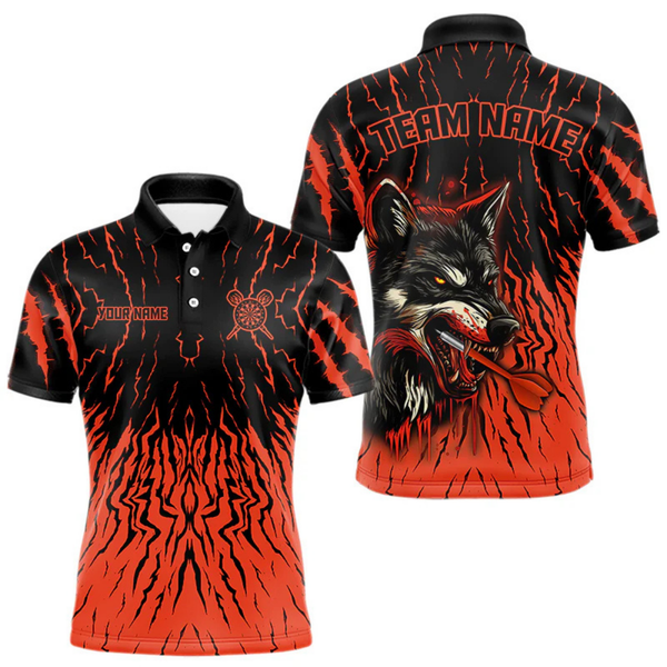Maxcorners Vibrant Red-Orange Wolf Dart Arrow Shirt Custom Dart Shirt For Men, Dart Jerseys LM105
