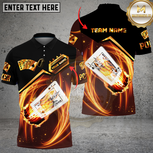 Maxcorners Jack Card Poker Fire Personalized Name, Team Name Unisex Shirt LM1009