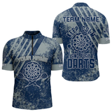 Maxcorners Blue Dartboards Custom Grunge Style Dart Shirts For Men, Dart Team Jerseys LM054