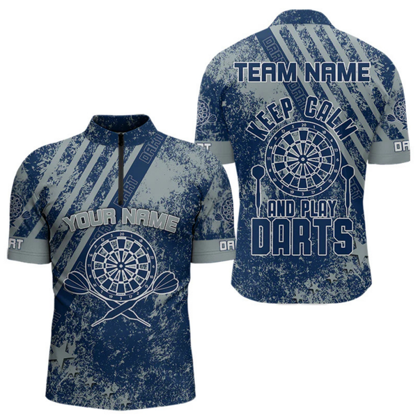 Maxcorners Blue Dartboards Custom Grunge Style Dart Shirts For Men, Dart Team Jerseys LM054