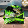 Maxcorners Fishing Vibrant Neon Green Splash with Dynamic Fishing Action and Bold Design Personalized Name 3D Cap (13 Fish Species)