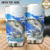Maxcorners Fishing Tumbler Blue Watercolor Brush Design Personalized Name Tumbler (13 Species)