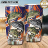 Maxcorners Fishing Tumbler Retro Orange Navy Stripe Design Personalized Name Tumbler (13 Species)