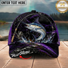 Maxcorners Fishing Purple Lightning Rod Splash Personalized 3D Cap (12 Fish Species)