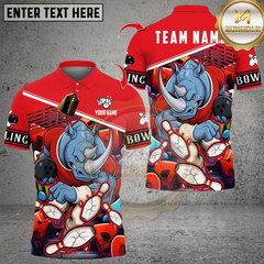 Maxcorners Bowling Rhino Power Multicolor Customized Name, Team Name 3D Shirts