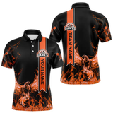 Maxcorners Orange Flames Eagle Custom Name In Ribbon Dart Shirts For Men, Dart Team Jerseys LM054