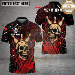 Maxcorners Bowling Flame Bowling Skull Halloween Multicolor Customized Name, Team Name 3D Shirts