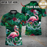 Maxcorners Tropical Flamingo Golf Polo Shirt, Customized Name & Team Name 3D Shirts (4 Colors)