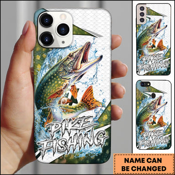 Maxcorners Pike Fishing Dynamic Water Scale Personalized Name 3D Phone Case