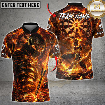 Maxcorners Darts Flaming Warrior Target Strike Multiple Options Personalized Name, Team Name 3D Shirt