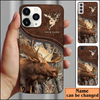 Maxcorners Moose Hunting Leather Pattern Personalized Name Phone Case (4 colors)