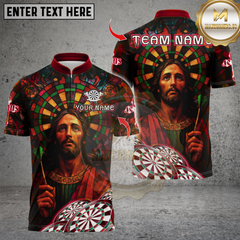 Maxcorners Darts Jesus With DartBoard Multicolor Customized Name, Team Name 3D Shirts