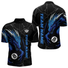 Maxcorners Custom Men's Dragon Billiard Shirt – Black And Blue 8 Ball Pool Team Jersey Polo & Quarter Zip LM2404