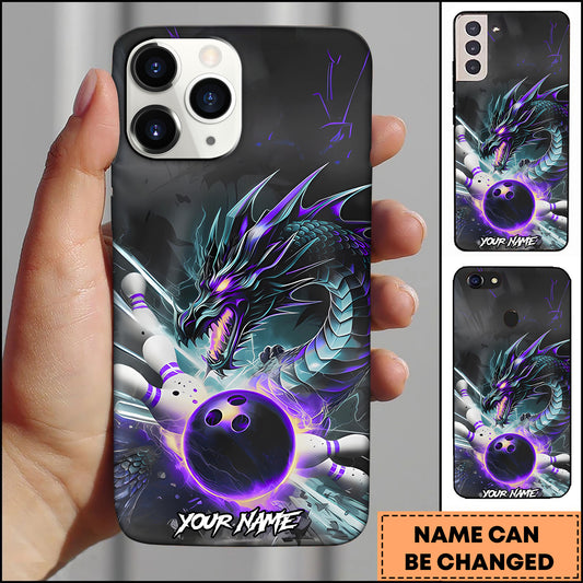 Maxcorners Bowling Dragon Strike Ball Multicolor Personalized Name 3D Phone Case