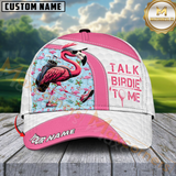Maxcorners Flamingo Golf Cap Talk Birdie To Me Funny Golf Cap, Personalized Name Pattern 3D Classic Cap
