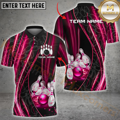 Maxcorners Bowling Neon Lightning Multicolor Customized Name, Team Name 3D Shirts