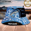 Maxcorners Fishing Blue Water Splash Fishing Design with Bold Hook Personalized Name 3D Bucket Hat (13 Fish Species)