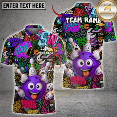 Maxcorners Bowling Madness Graffiti Style Multicolor Customized Name, Team Name 3D Shirts