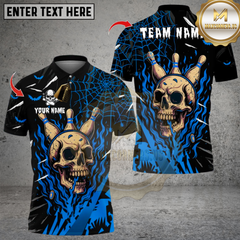 Maxcorners Bowling Flame Bowling Skull Halloween Multicolor Customized Name, Team Name 3D Shirts