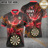 Maxcorners Darts Eagle Thunder Lightning Customized Name, Team Name 3D Polo Shirt