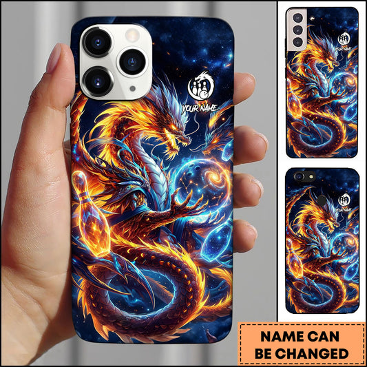 Maxcorners Bowling Cosmic Dragon Ball Multicolor Personalized Name 3D Phone Case
