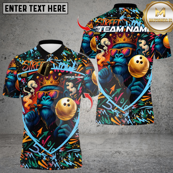 Maxcorners Bowling King Gorilla Multioptions Personalized Name, Team Name Unisex 3D Shirts