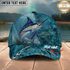 Maxcorners Fishing Ocean Blue Underwater Texture Personalized 3D Cap (12 Fish Species)