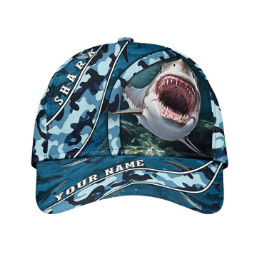 Maxcorners Custom Shark Camo 3D Baseball Cap, Custom Shark Hats Caps LM0402