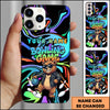 Maxcorners Bowling Rainbow Neon Bear Ball Pins Personalized Name Phone Case