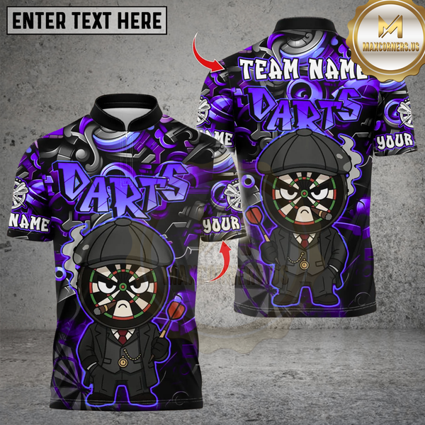 Maxcorners Personalized Name Dart Polo Shirt, Darts Graffiti By The Order Of Peaky B Design ,Custom Team Shirt for Men, Gift for Darts Players