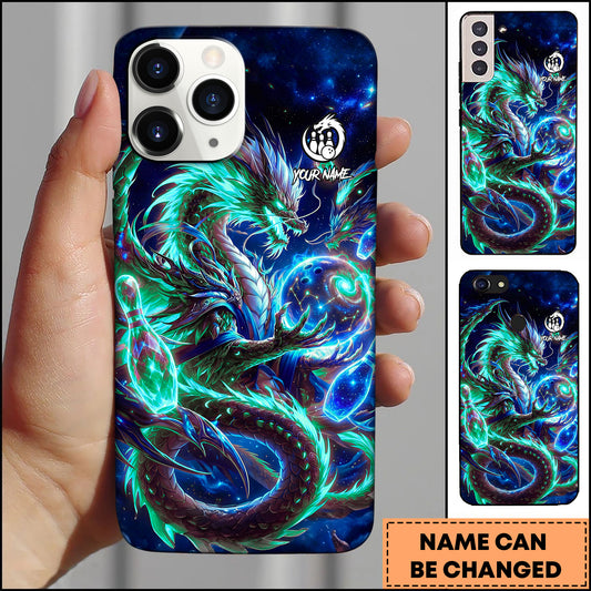 Maxcorners Bowling Cosmic Dragon Ball Multicolor Personalized Name 3D Phone Case