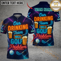 Maxcorners Neon Beer Funny Golf Polo Shirt, Custom Name & Team Name Golf 3D Shirts