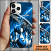 Maxcorners Bowling Lightning Fire Pins Strike Multicolor Personalized Name 3D Phone Case