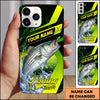 Maxcorners Neon Green Modern Graphic Personalized Name Phone Case (13 Fish Species)