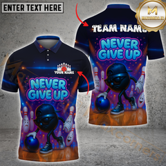 Maxcorners Bowling Funny Ball Never Give Up Multicolor Customized Name, Team Name 3D Shirts