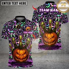 Maxcorners Bowling Halloween Pumpkin Zombie Pins Multicolor Customized Name, Team Name 3D Shirts