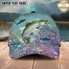 Maxcorners Fishing Pastel Scale Silhouette Personalized Name 3D Cap (12 Fish Species)