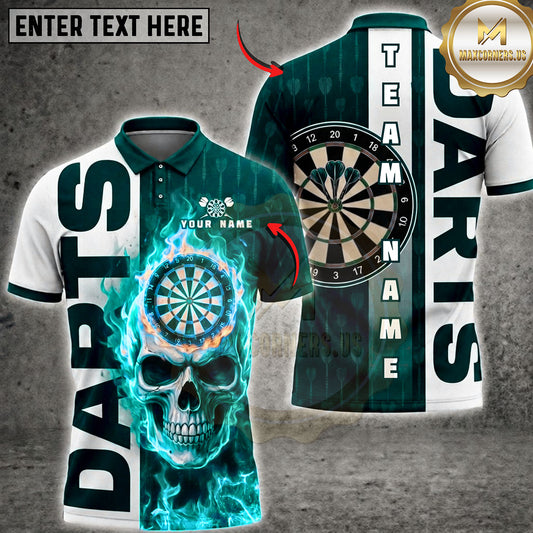 Maxcorners Darts Flaming Skull Vertical Typography Multiple Options Personalized Name, Team Name 3D Shirt