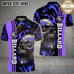 Maxcorners Billiards Skull Fire Multicolor Customized Name, Team Name 3D Shirt