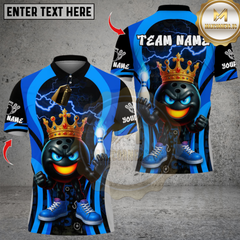 Maxcorners Bowling King Flame Ball Design Multicolor Customized Name, Team Name 3D Shirts