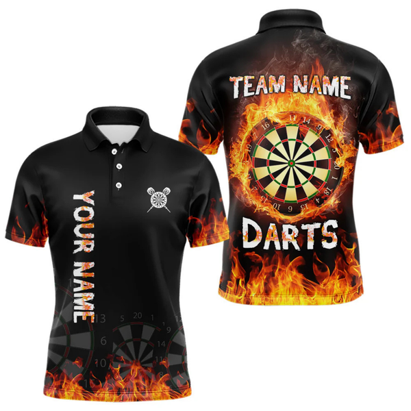 Maxcorners Fire Skull Multi-Flame Dartboard Custom Dart Shirts For Men, Dart Team Jerseys LM105