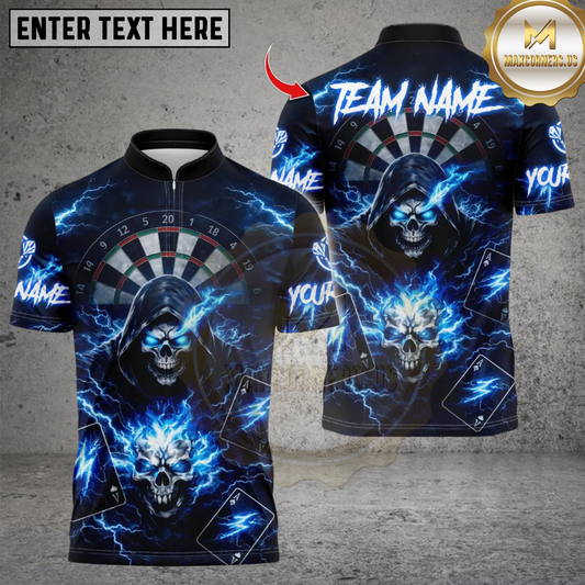 Maxcorners Darts Grim Reaper Darts Board Thunder Card Multicolor Customized Name, Team Name 3D Shirt (4 Colors)