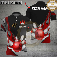 Maxcorners Flaming Bowling Ball Jersey Multicolor Customized Name, Team Name 3D Shirts
