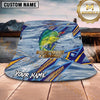 Maxcorners Fishing Blue Geometric Water Splash Personalized Name 3D Bucket Hat (12 Fish Species)