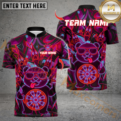 Maxcorners Darts Neon Bear Multioptions Personalized Name, Team Name Unisex 3D Shirts