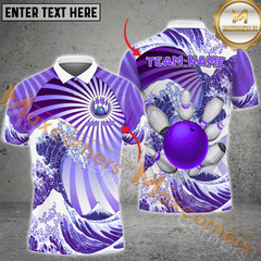 Maxcorners Ball And Pins Great Wave Pattern Bowling Jersey Multicolor Options Personalized Name, Team Name 3D Shirt