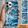 Maxcorners Fishing Phone Case Fishing Camo Phone Case Personalized Name (8 Fish Species)